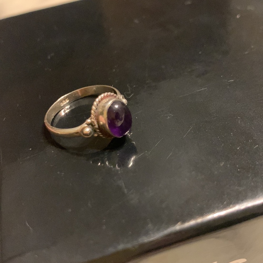 925 sterling silver purple amethyst ring